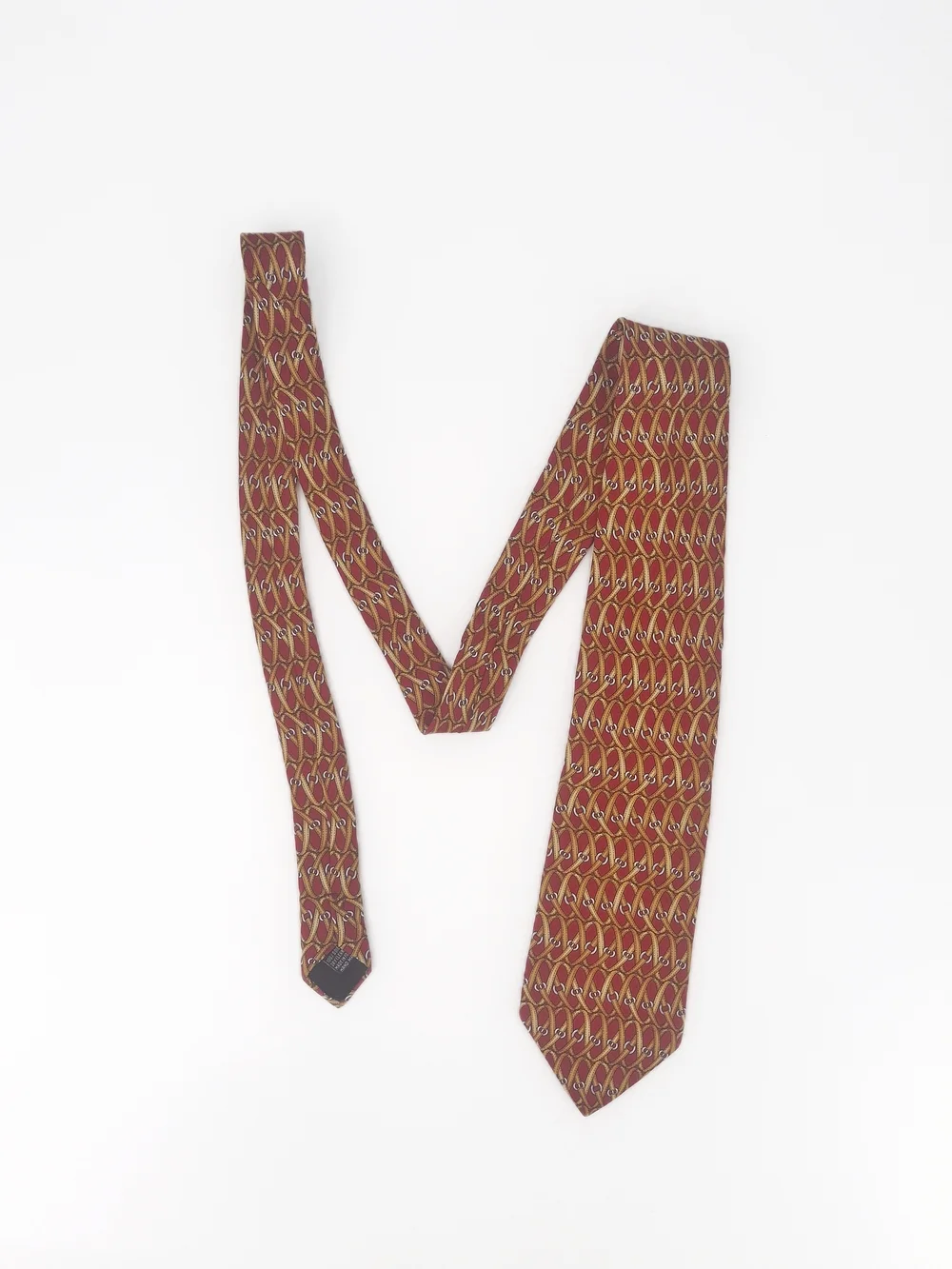 ✨Lancel Paris Vintage Red Silk Equestrian Strap Necktie - Hand Made in France✨